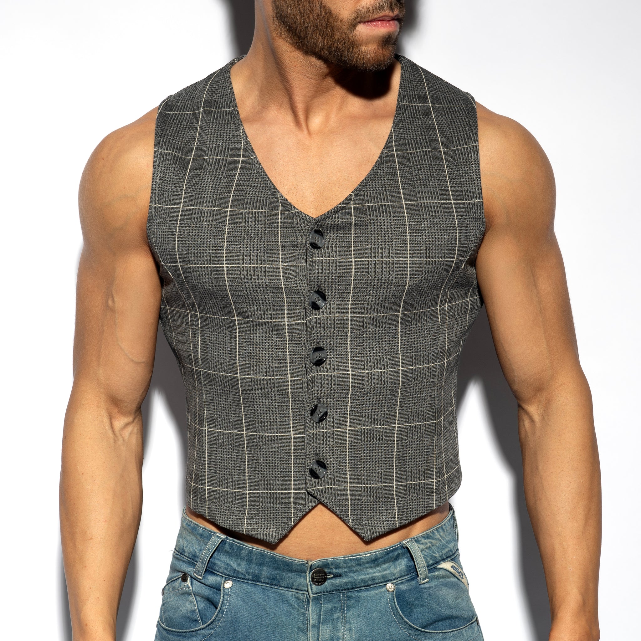 ES Collection Tweed Vest Charcoal SP340
