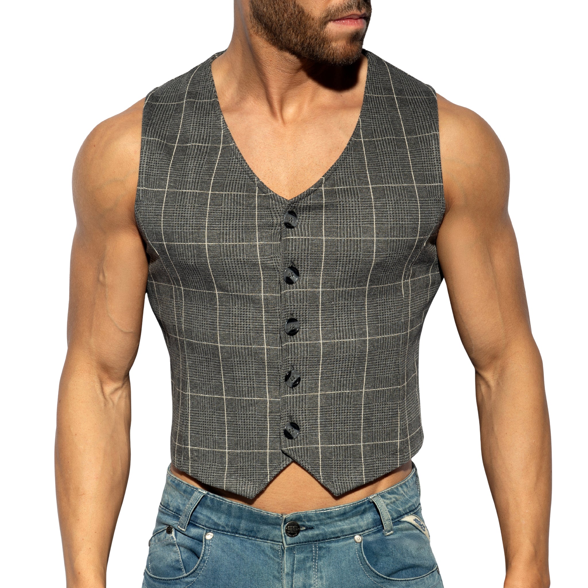 ES Collection Tweed Vest Charcoal SP340