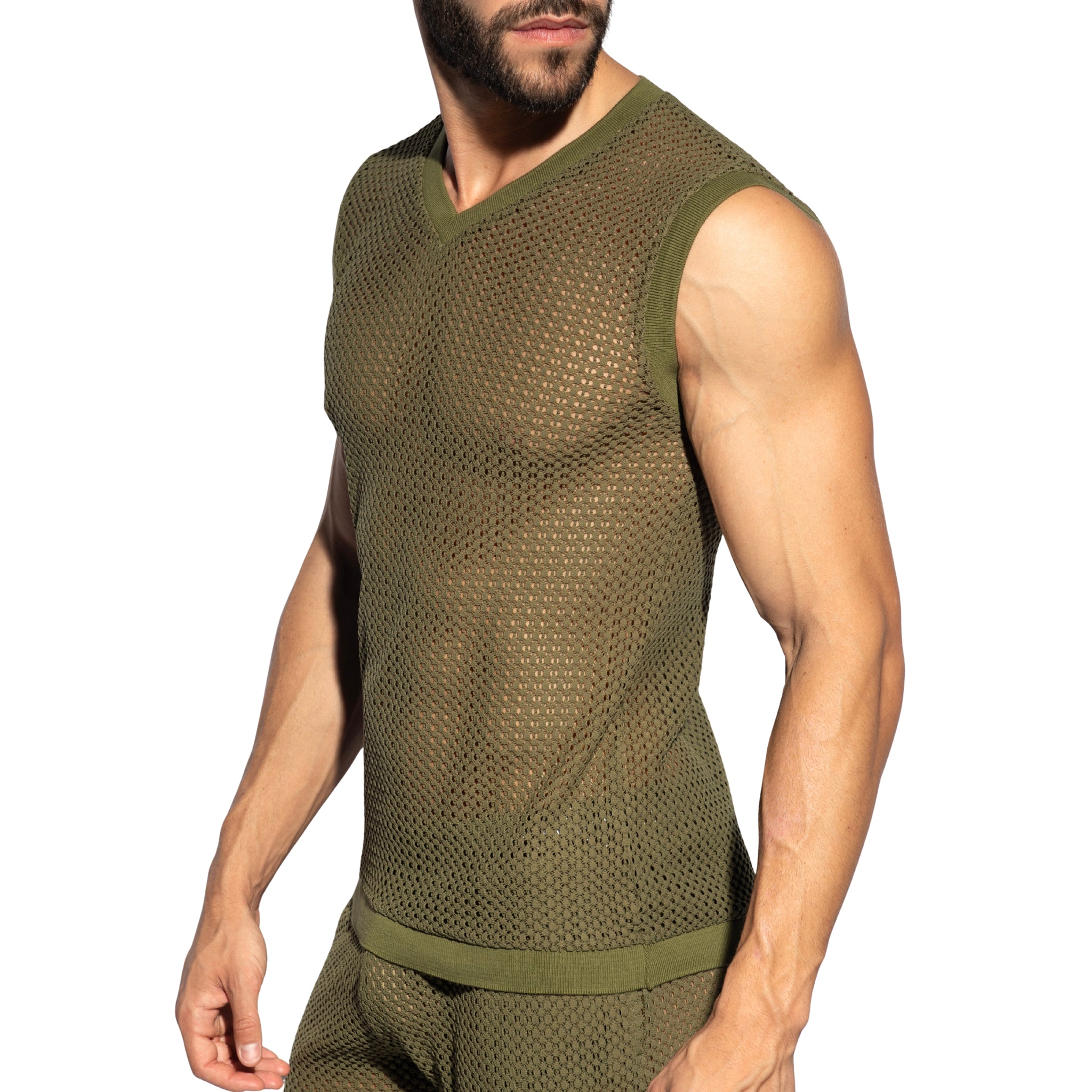 ES Collection Brisa V-Neck Vest T-Shirt Khaki TS357