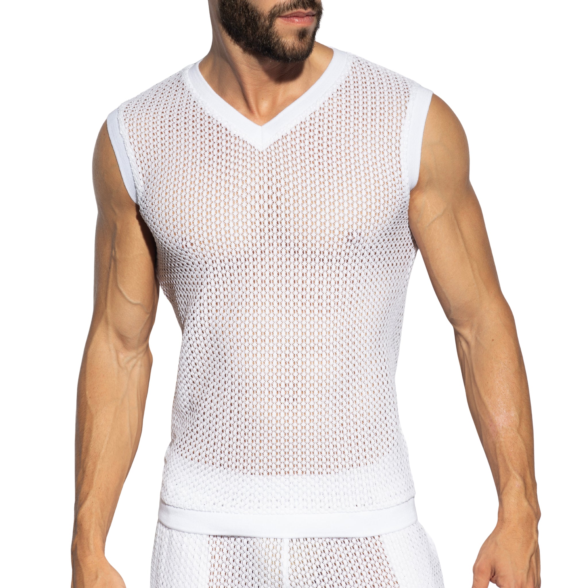 ES Collection Brisa V-Neck Vest T-Shirt White TS357