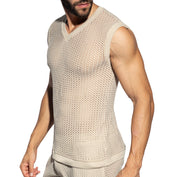 ES Collection Brisa V-Neck Vest T-Shirt Beige TS357