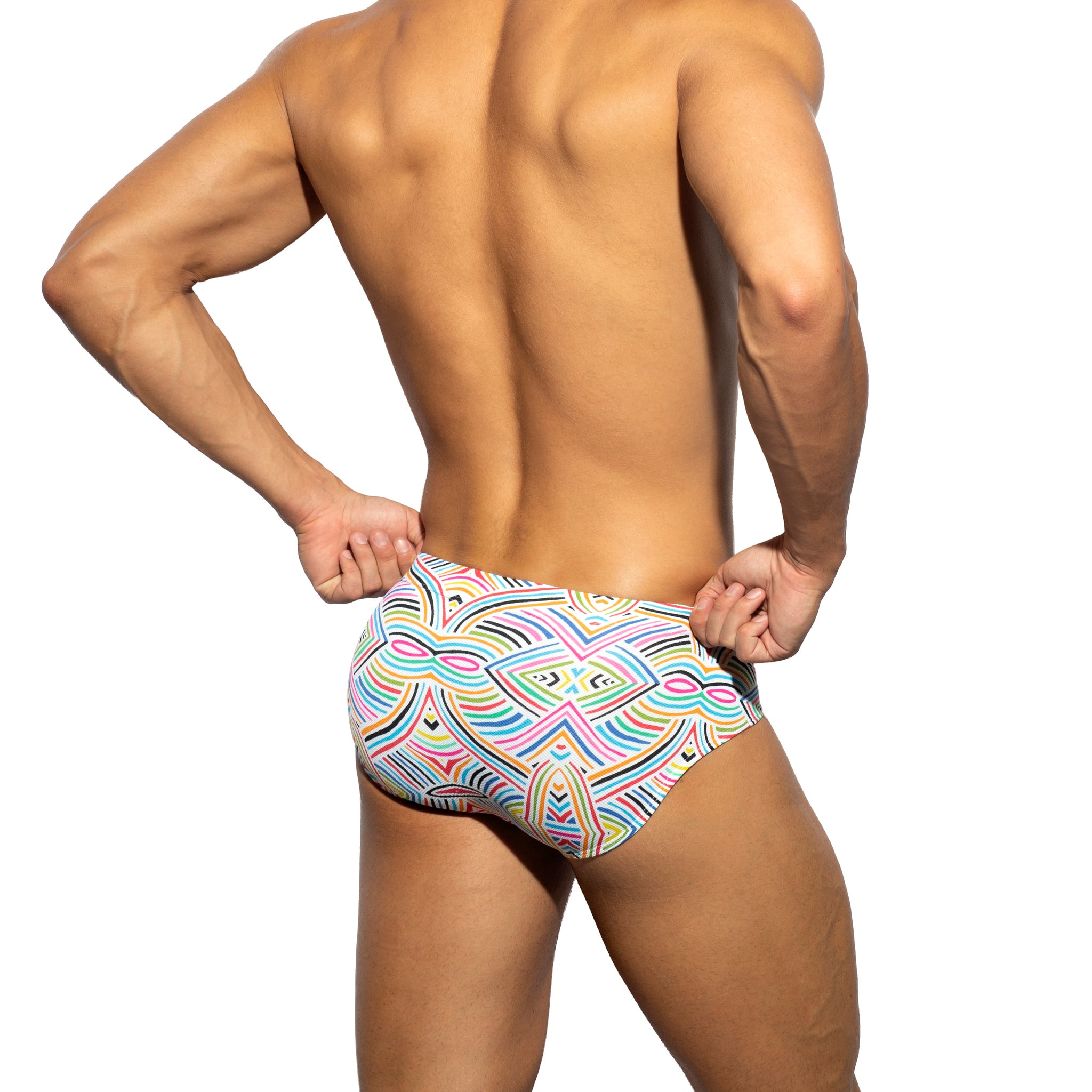 Addicted Geometric Swim Bikini Brief White AD2315