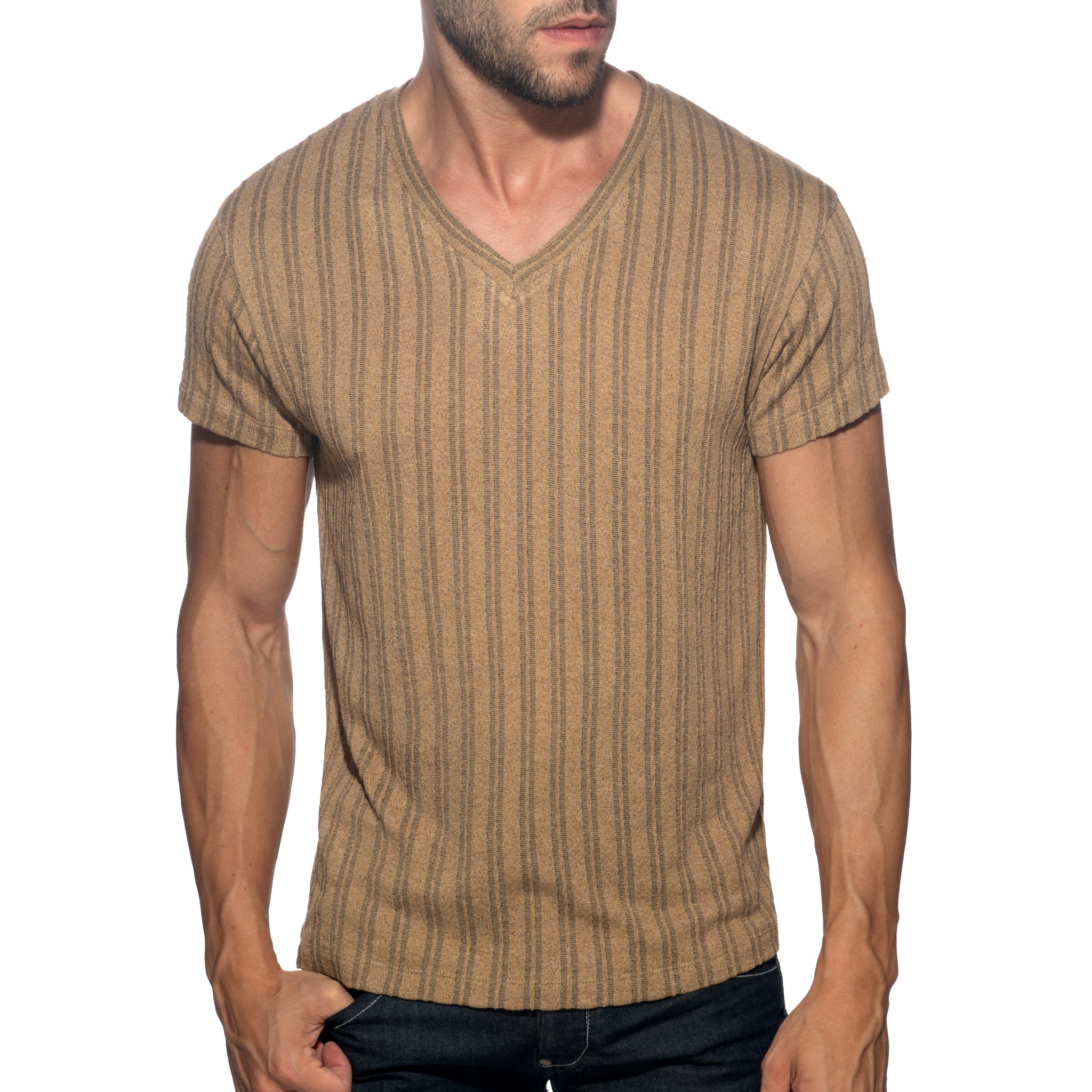 Addicted Barley V-Neck T-Shirt Brown AD1387