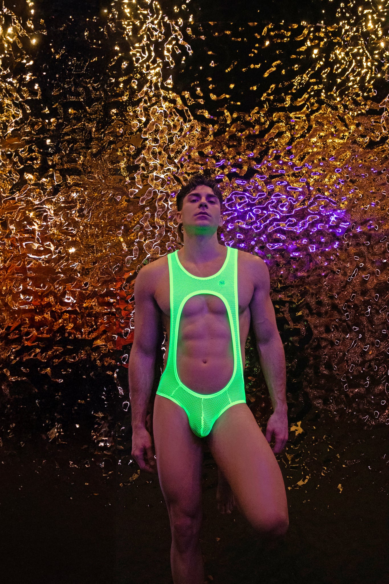 Addicted Sexy Mesh Singlet Neon Yellow ADP03