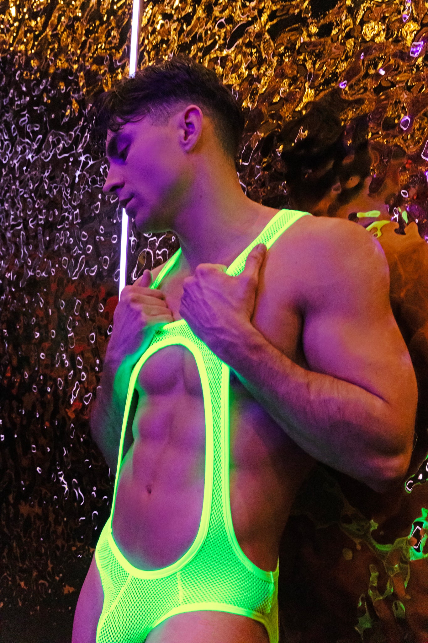 Addicted Sexy Mesh Singlet Neon Yellow ADP03