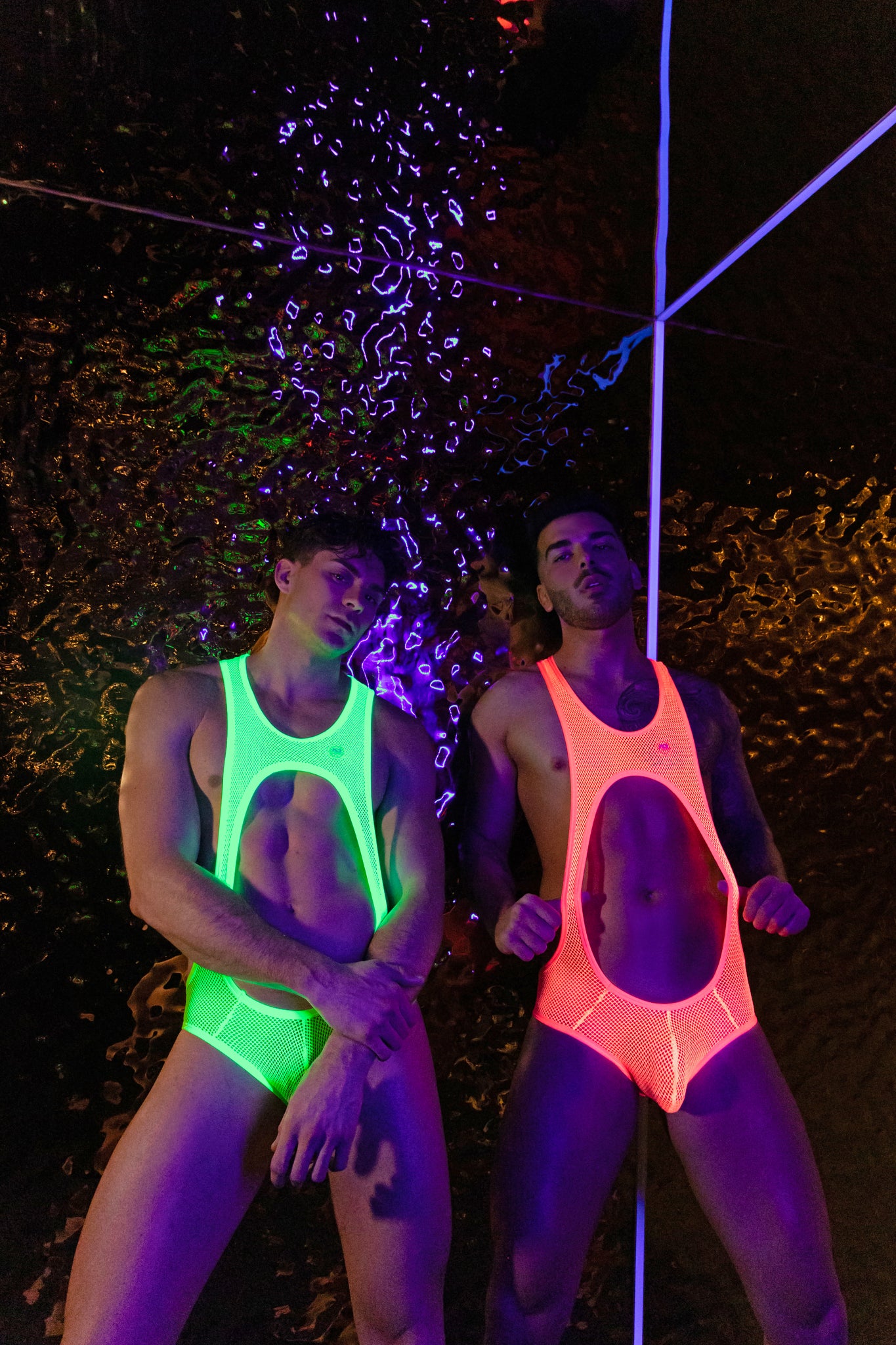 Addicted Sexy Mesh Singlet Neon Pink ADP03