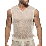 Addicted Eco Chique Drawstring Tank Top Ivory AD1268