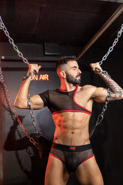 AD Fetish Irregular Mesh Crop Top Red ADF163