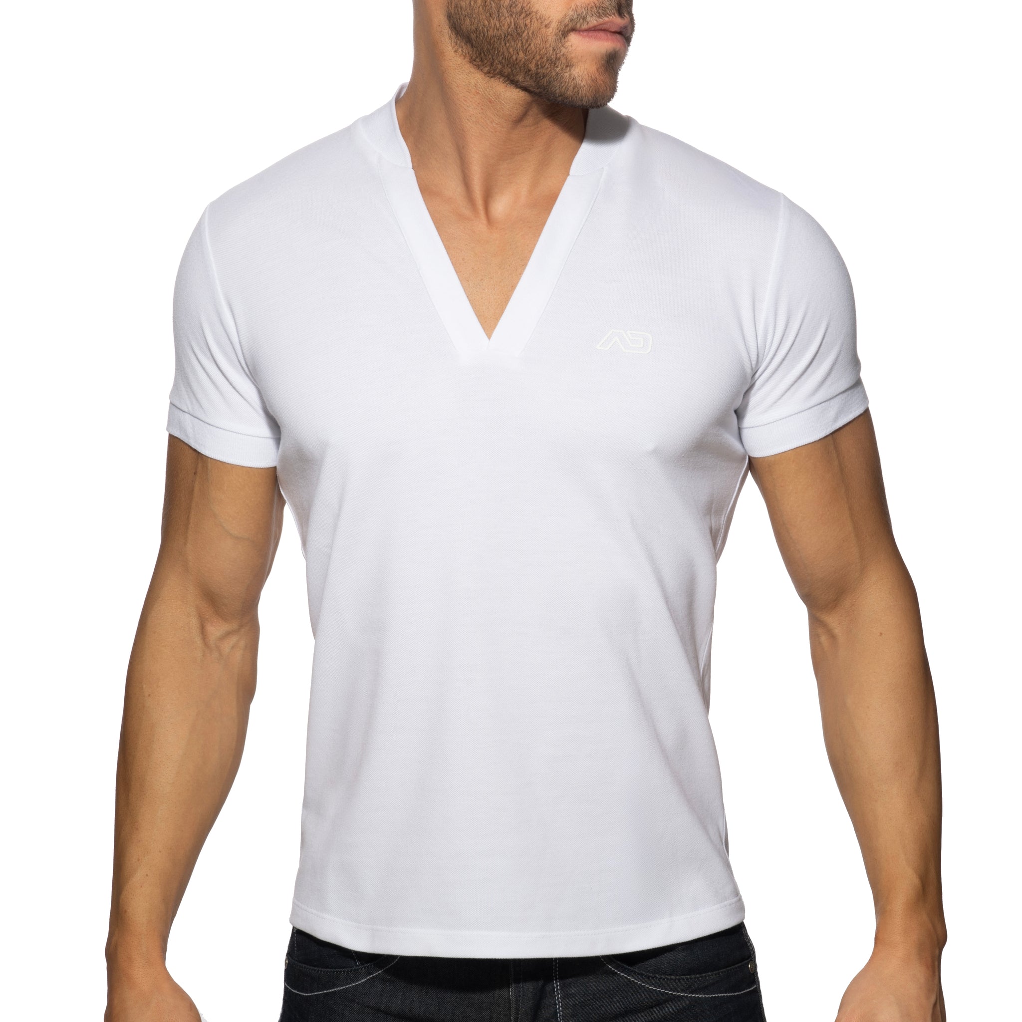 Addicted AD V-Neck Polo Shirt White AD1258
