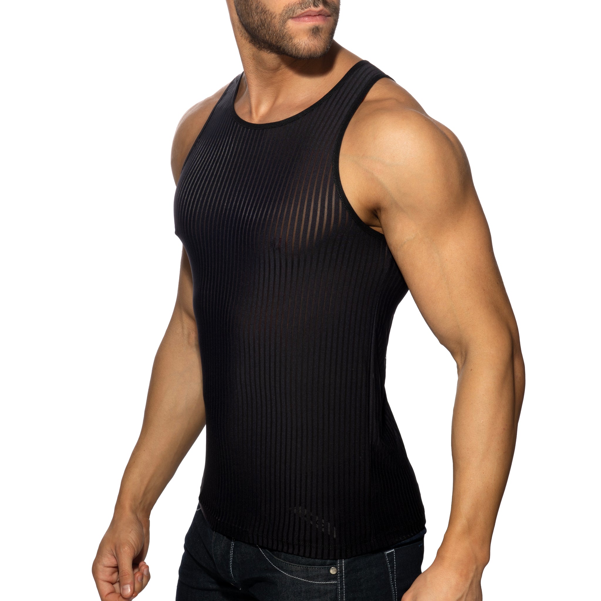 Addicted Black Stripe Tank Top Black AD1414