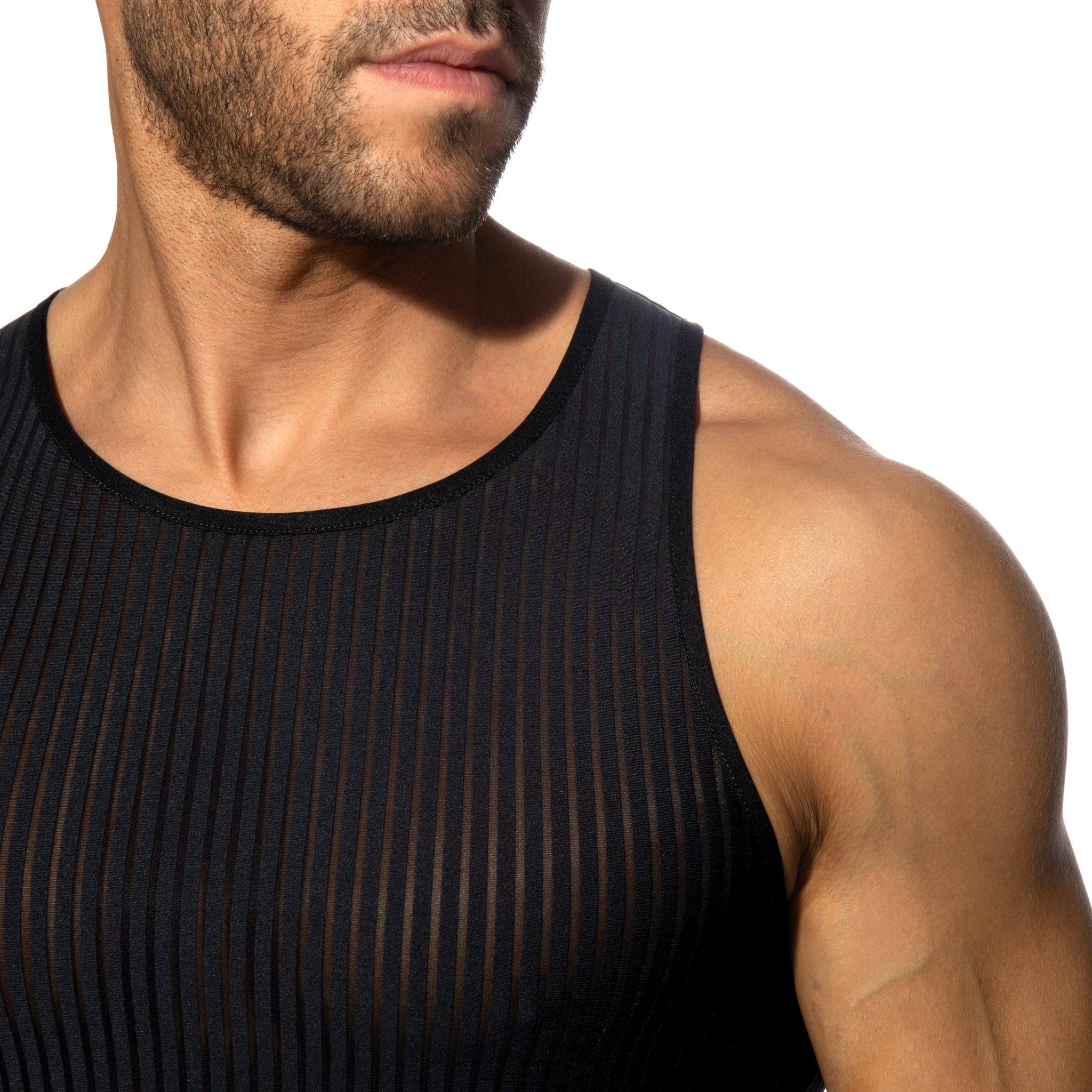 Addicted Black Stripe Tank Top Black AD1414