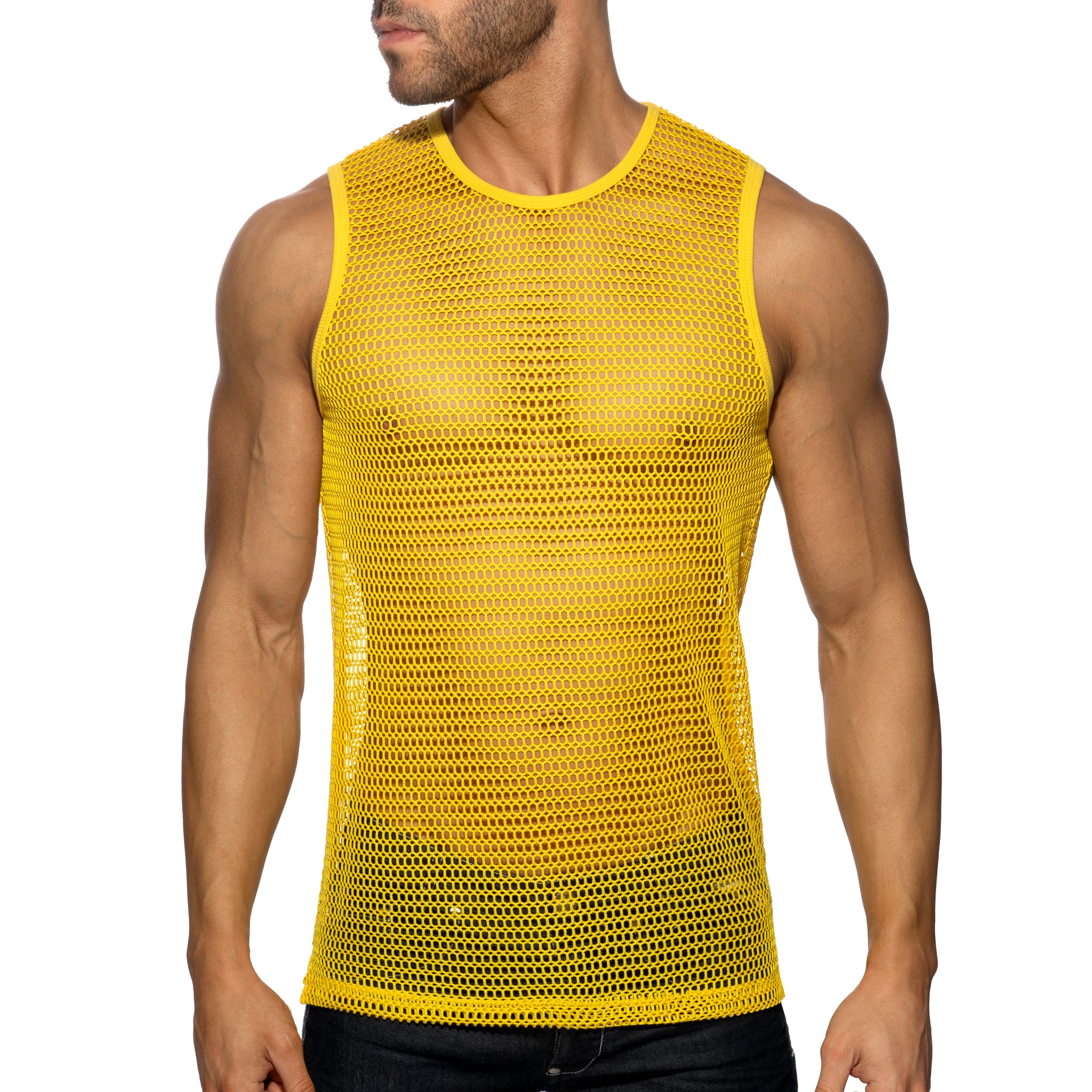 Addicted Openwork Fabric Tank Top Yellow AD1426