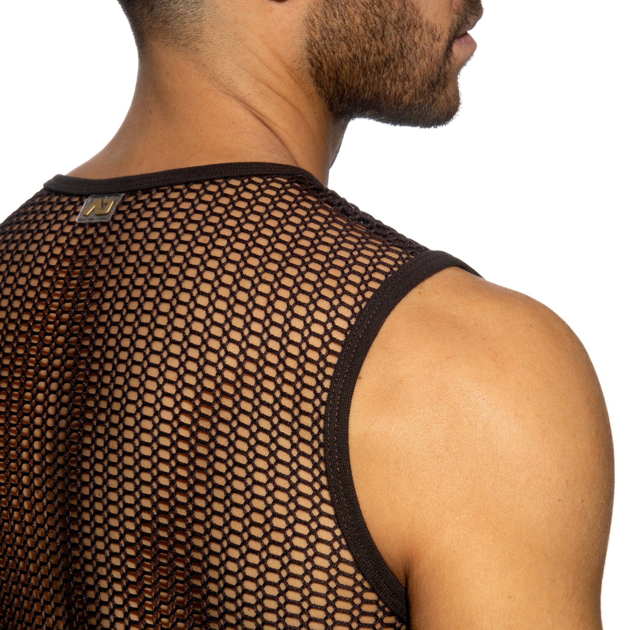 Addicted Openwork Fabric Tank Top Brown AD1426